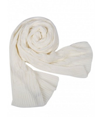 Glamaker Women's Soft Wrap Shawl Long Scarves Knit Pashmina - White - CO184TWOYII