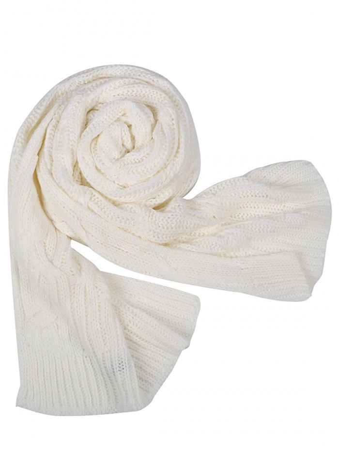 Glamaker Women's Soft Wrap Shawl Long Scarves Knit Pashmina - White - CO184TWOYII