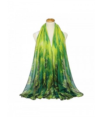 IvyFlair Women's Elegant Lightweight Tree Leaves Print Scarf Shawl Wrap - Green - CB17YL59770