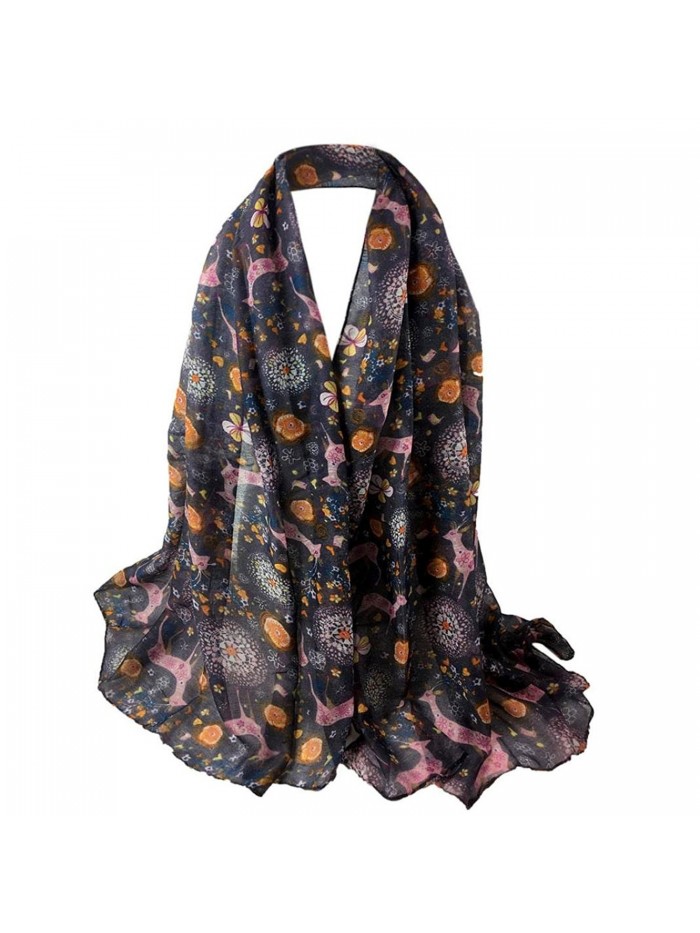 Women Scarf Shawl Christmas Deer Print Scarf Soft Long Wrap Stole Pashmina Scarves - Gray - C21885MT0E3