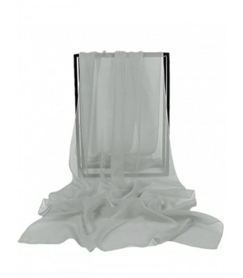 VaniaDress Women Chiffon Long Shawls Bridal Wrap Evening Dress Scarves V002PJ - Silver - CX12MZDU4ZX