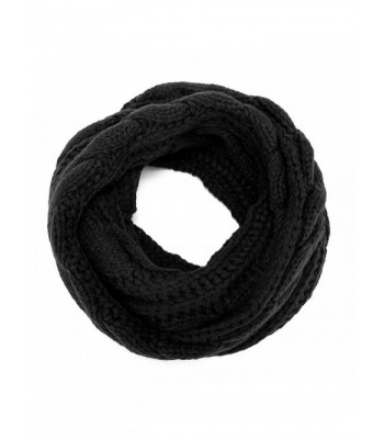 ALLMILL Womens Thick Ribbed Knit Winter Infinity Circle Loop Scarf - Black - C412K5BP1ZJ