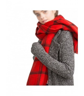 Moxeay Women's Cozy Tartan Scarf Plaid Checked Tartan Scarf Wrap Shawl - Red - CF127HKZW5F