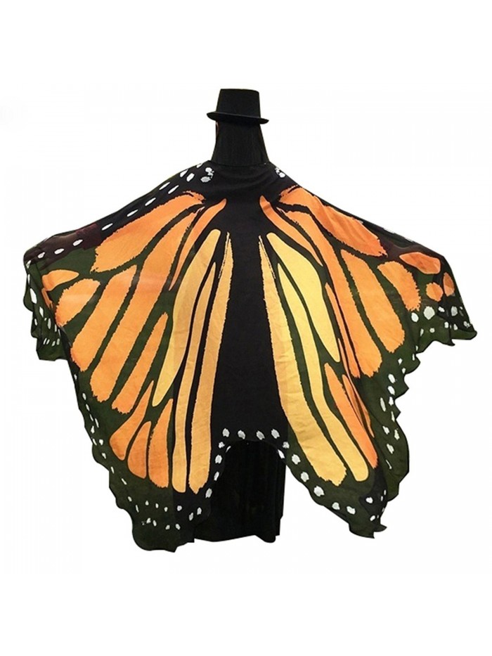 Powerfulline Butterfly Wing Beach Towel Cape Scarf Shawl for Women Christmas Halloween - Orange - CJ186EC59QO