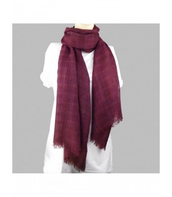 Scarves Silver Strips Tassels Burgandy in Fashion Scarves