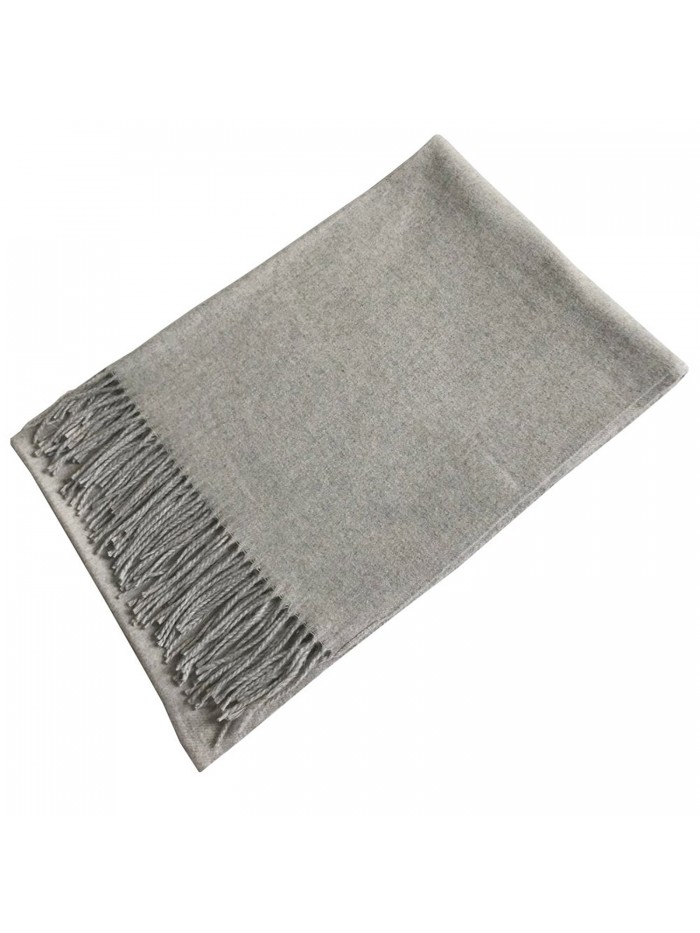 ANQILA Stylish Warm Soft Wool Blend Winter Tassels Shawl Wrap Large Blanket Scarf - Light Gray - C41868HXWN6