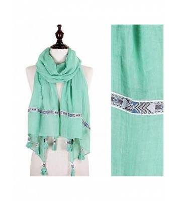 StylesILove Tribal Ribbon Tassel Wrap Scarf- 3 Colors - Mint - CV12CJM0Q75