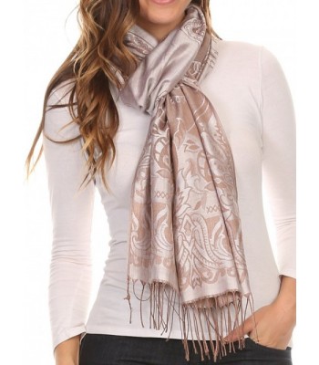 Sakkas Kendall Long Extra Wide Floral Paisley Patterned Pashmina Shawl / Scarf - Silver / Brown - C912LN81UUN