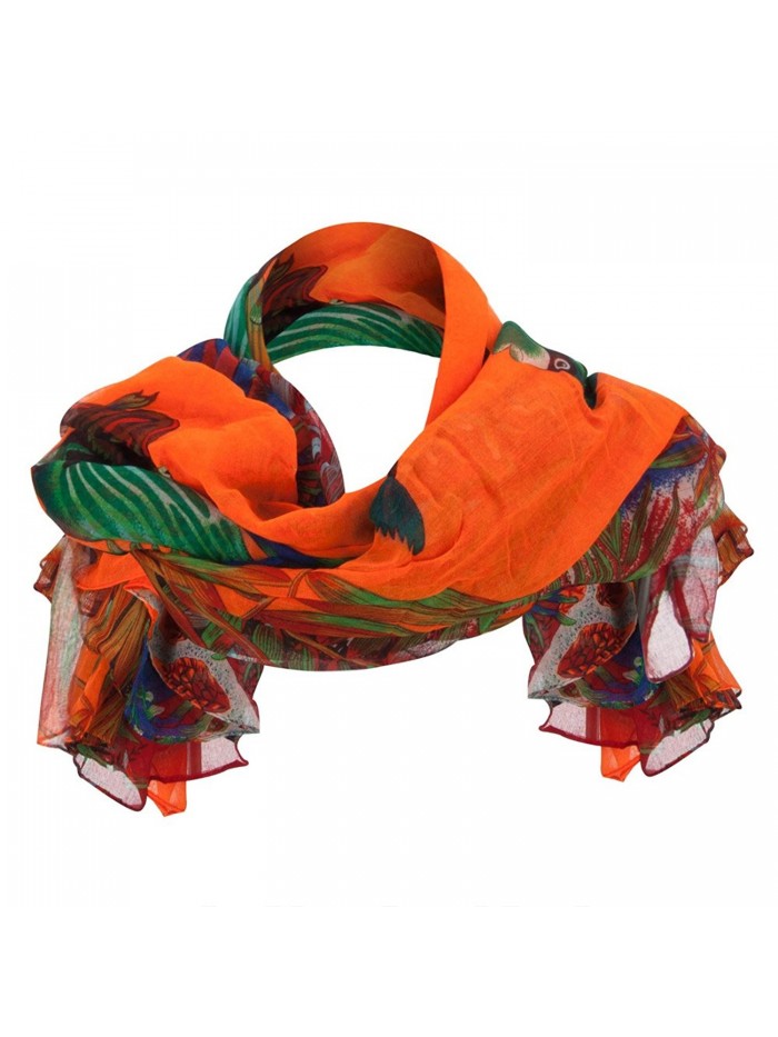 Ocean Coral Fish Summer Scarf - Orange - C111YAJ3KOL