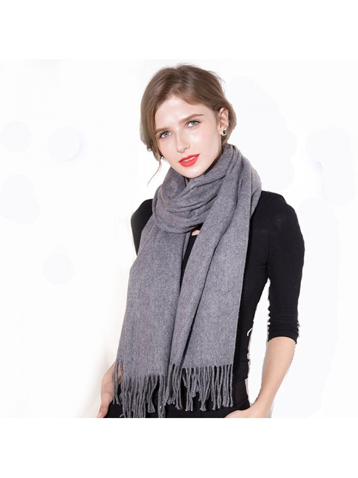 Zegailian Women Wraps Winter Warm Cashmere Imitation Solid Color Fashion Scarves - Dark Gray - CK186XMTYR9