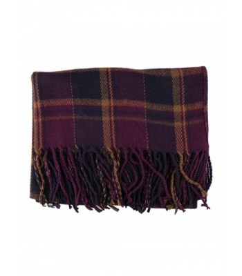 Creazy Fashion Women Winter Infinity Blanket Oversized Shawl Plaid Check Tartan Scarf Wrap - Purple - C6127CG4AT7