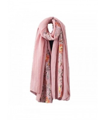 Clearance! E-Papaya Womens Two-tone Cotton linen printing shawl Wraps Pashminas - Floral-pink - CS188Z2S0MA