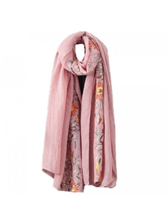 Clearance! E-Papaya Womens Two-tone Cotton linen printing shawl Wraps Pashminas - Floral-pink - CS188Z2S0MA