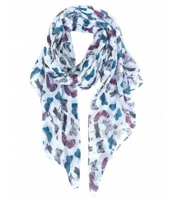 GERINLY - Multicolored Butterflies Scarf Cute Ladies Voile Wrap - White - CW185GXK33H