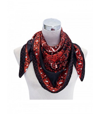 Premium Silk Rayon 90*90CM Square Neck Scarf for Women Clothing Decor - Red - CW126QTGJ9L