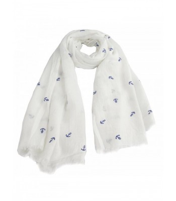 Leisureland Women's Viscose Fashion Scarf - Anchor White With Blue - CM128BGTEMB