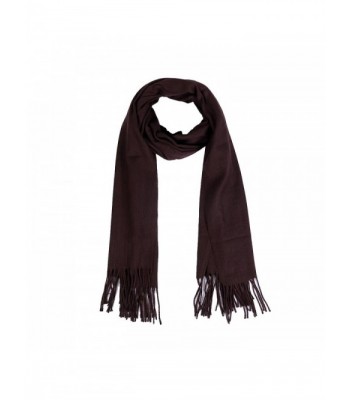 Smiry Soft Lightweight Long Pashmina Elegant Winter Tassels Wrap Scarf- Solid Color - Coffee - CT186HSZO6E