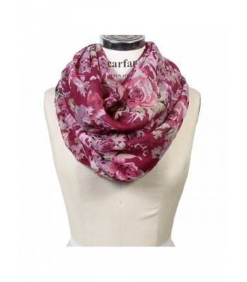 Scarfand's Floral Print Infinity Scarf Wraps Collection - Bouquet Rose Plum - CI186YRAZYE