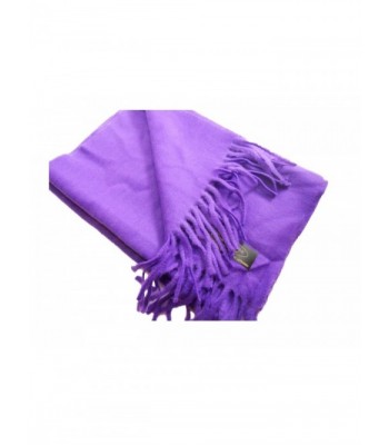 100% Cashmere Wool Scarf Solid Color Made in Germany - Plum - CK1297FZAHH