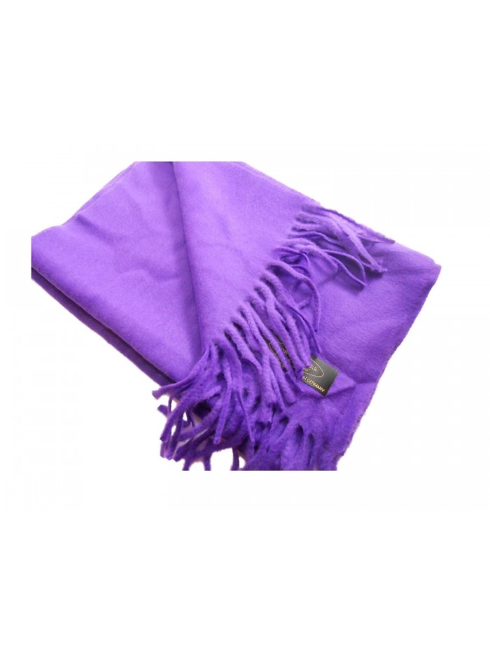 100% Cashmere Wool Scarf Solid Color Made in Germany - Plum - CK1297FZAHH