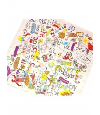 Cream Cartoon Printed Small Square in Fashion Scarves