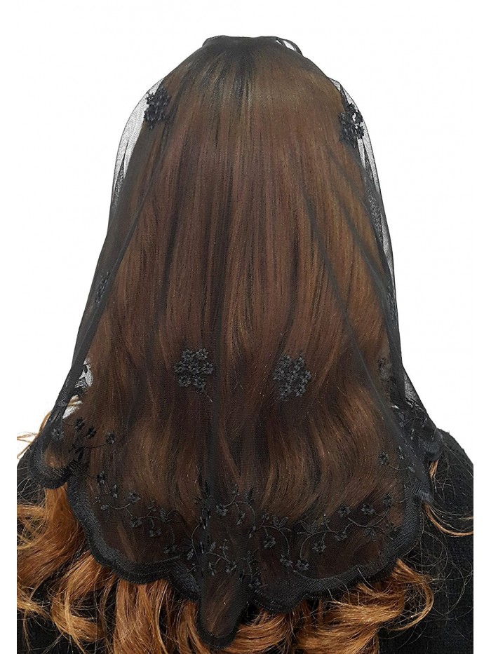 Anna Veils Chapel Catholic Church Mass Veil Spanish Lace Mantilla - Black Agnes - C212C3GLWJN