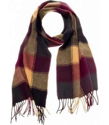 SilverHooks Soft & Warm Plaid Cashmere Scarf w/ Gift Box - Olive Yellow Plaid - CO185WH0WU9