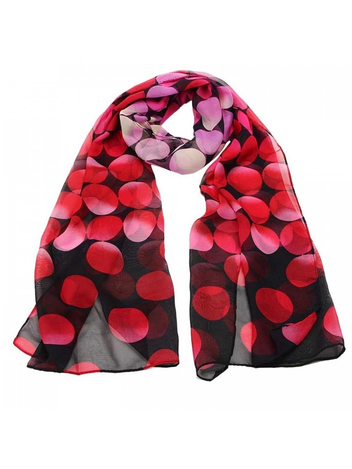 Women Chiffon Dotted Print Scarves Wraps Vovotrade - Red - CK1293FTKSH