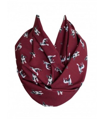 Etwoa's Boston Terrier Claret Red Print Infinity Scarf Circle Loop Scarf - CS12O5XOIF4