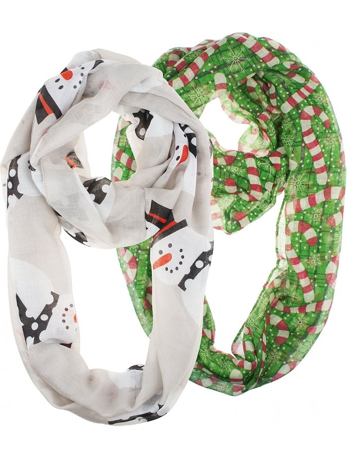 Vincent Elegant Infinity Christmas Snowman - Christmas Gray Snowman and Green Candy Cane - C1188XORNG5