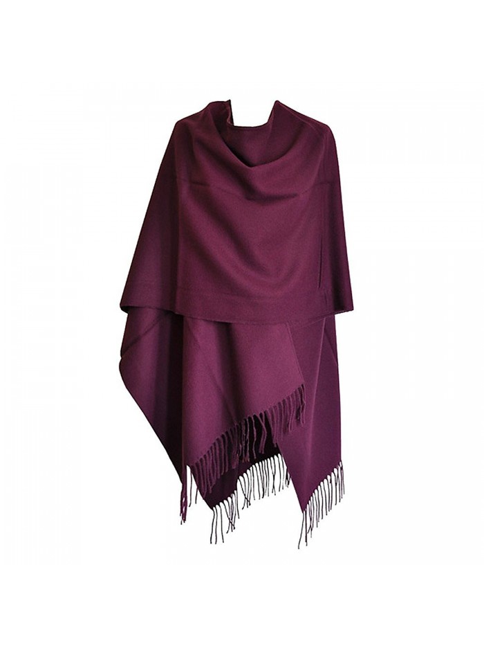 Toutacoo- Large Women's Poncho with Tassels- Ruana. Made In France. - 06-purple - CU110B5JO03