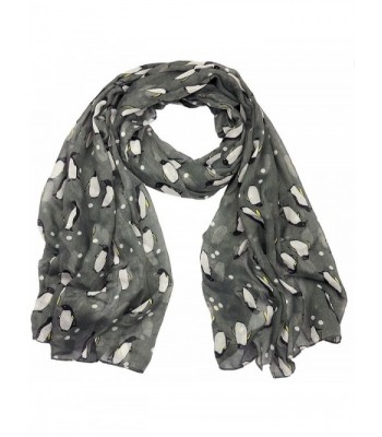 Penguin Print Viscose Scarf CSJ-L-41 in A Free Gift Bag - Gy - C911Q4TW03N