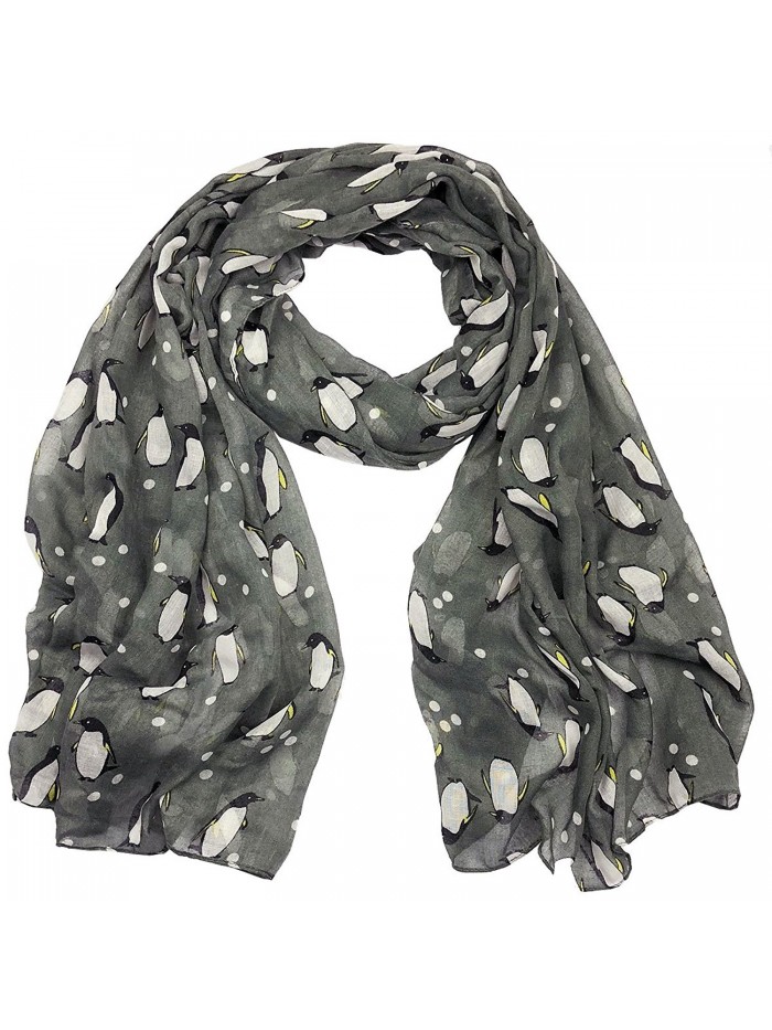 Penguin Print Viscose Scarf CSJ-L-41 in A Free Gift Bag - Gy - C911Q4TW03N