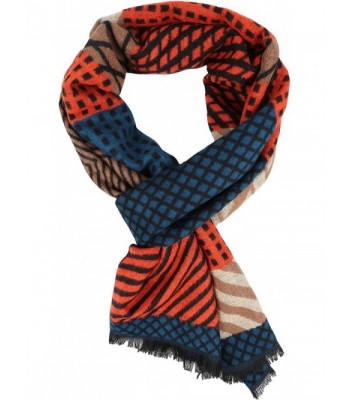 Sakkas Samna Long Stripe Patterned Warm UniSex Cashmere Feel Scarf - Brown / Orange - CT12LBF9R1H