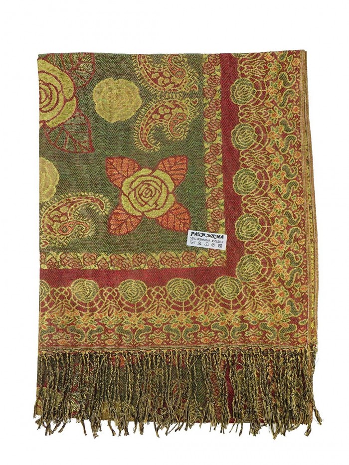 Double-sided rose pashmina scarves shawl wrap stole - C311P5KONIR