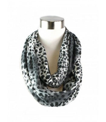 Modadorn Animal Cheetah Print Infinity Scarf - Charcoal - CH11OVGLSWZ