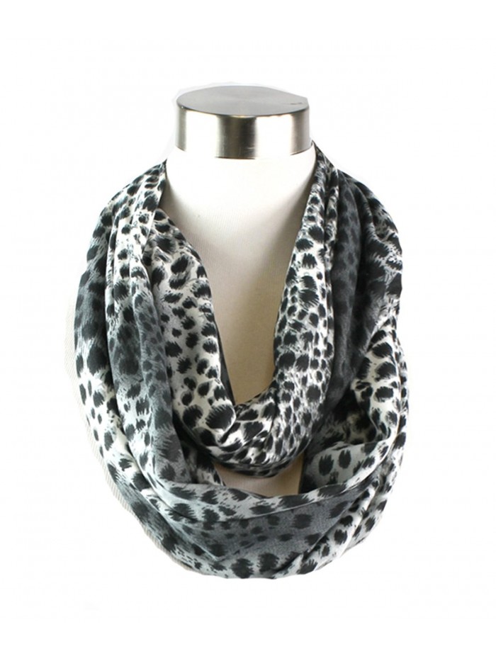 Modadorn Animal Cheetah Print Infinity Scarf - Charcoal - CH11OVGLSWZ