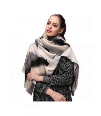 HaloVa Women's Scarf- Fashion Shawl Wrap Pashmina- Autumn Winter Warm Gradient Shaw Long Scarf - White Black - CS1802XCE4I