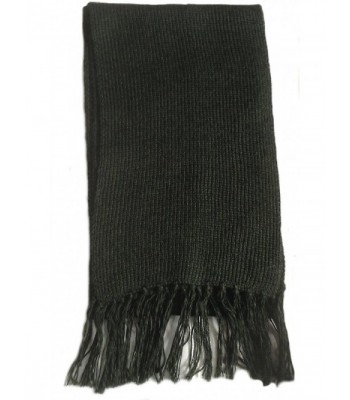 Alpakaandmore Unisex Alpaca Wool Fringed Scarf 63x4.72 - Black - CJ125HEARXT