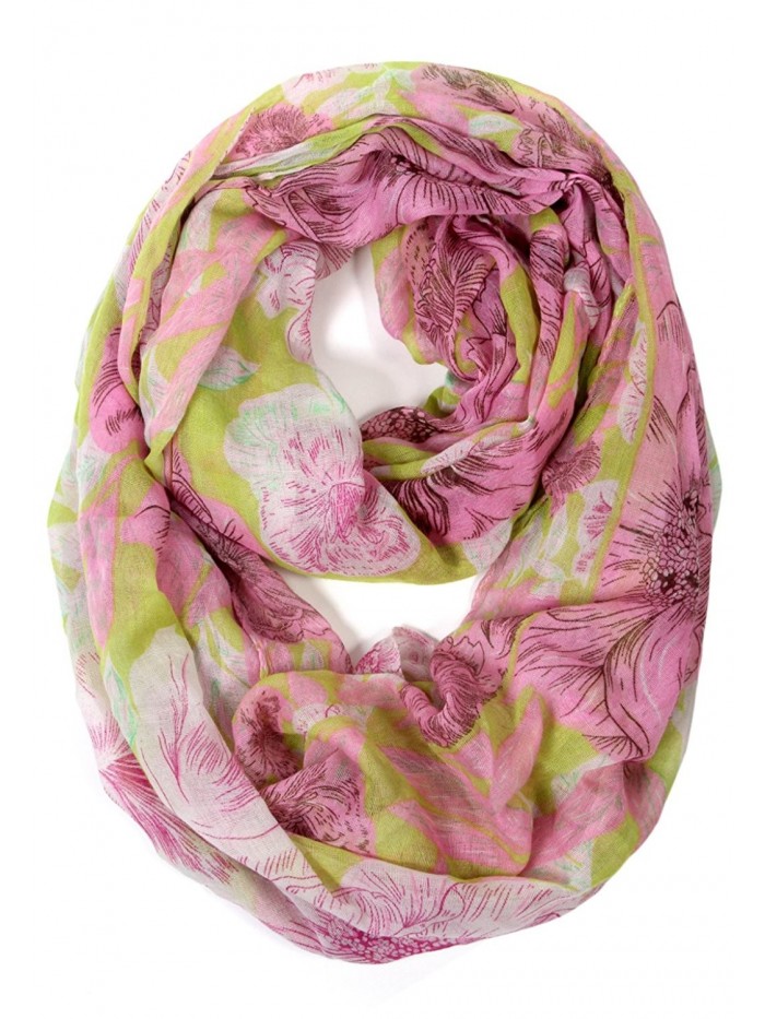 Scarfand Spring Floral Bloom Infinity Scarf - Yellow/Pink - CM11XOG6G7P