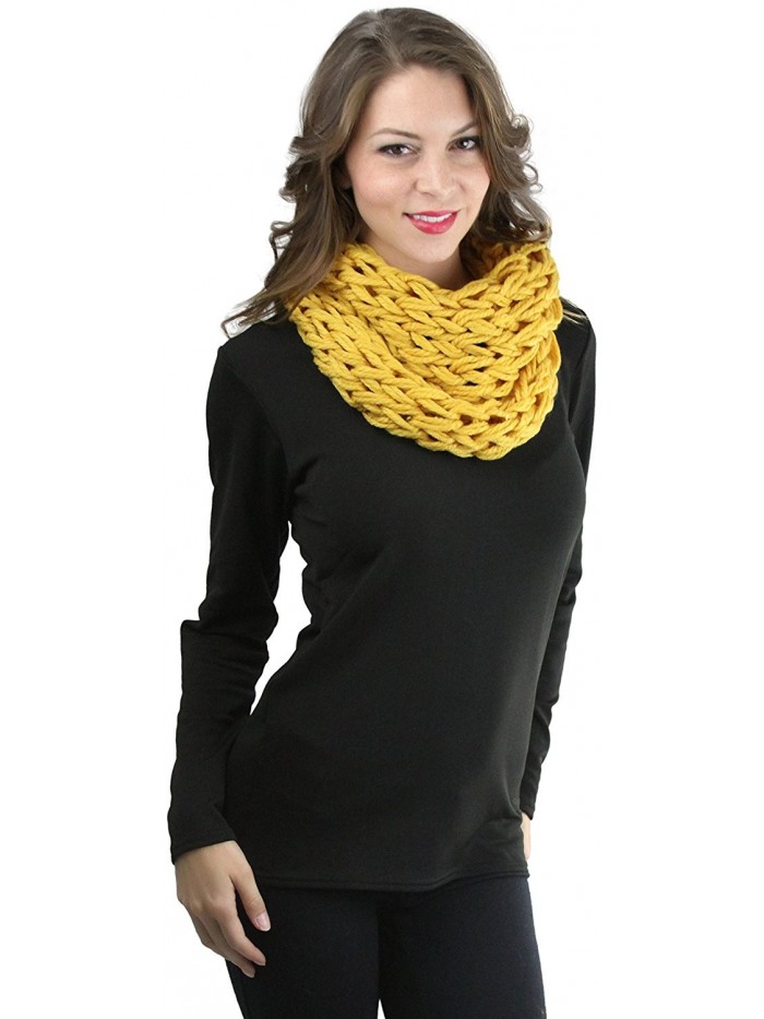 ToBeInStyle Women's Yarn Braided Snood - Mustard - C612N7EGUSH