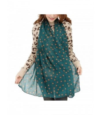 DZT1968 Long Soft Silk Chiffon Scarf Wrap Polka Dot Shawl For Women (Green) - CZ127230J23