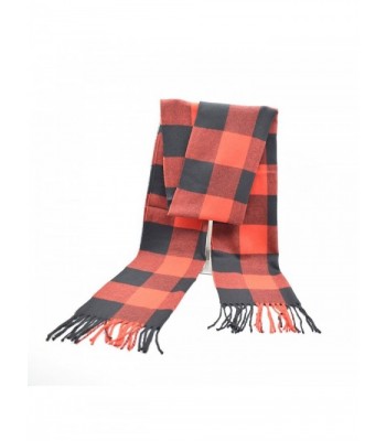 Winter Fashion Soft Cashmere Buffalo Check Print Scarf for Men Women - Red - CN1875KWQW5