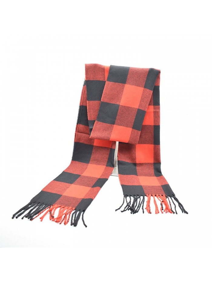 Winter Fashion Soft Cashmere Buffalo Check Print Scarf for Men Women - Red - CN1875KWQW5