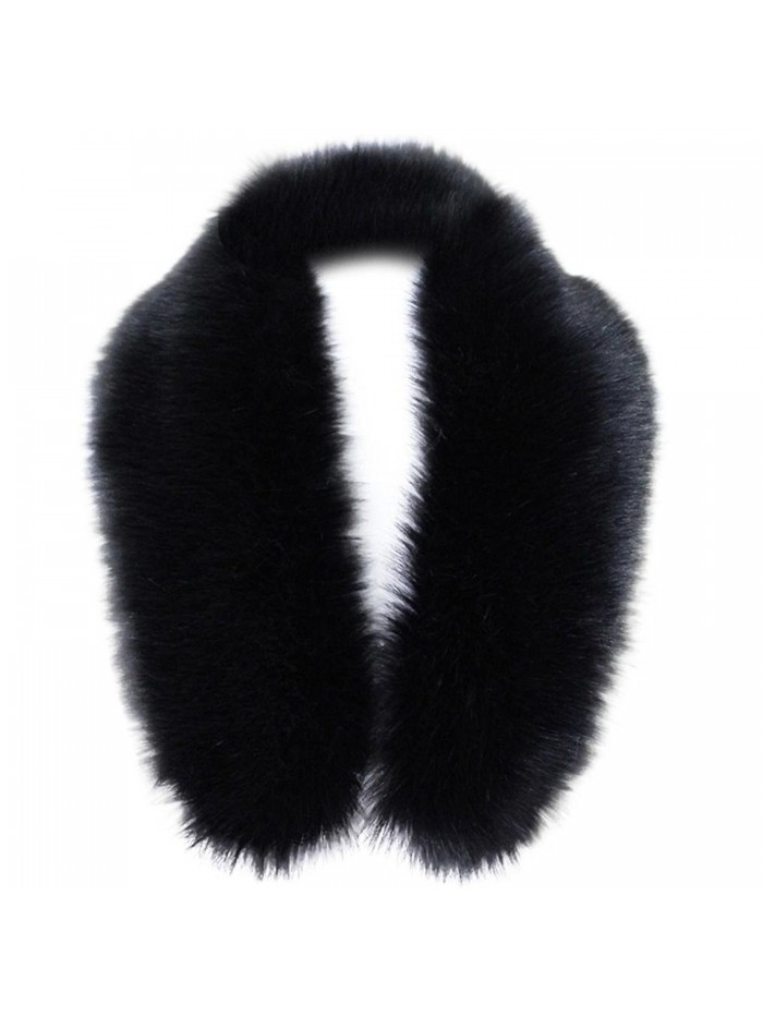 TONSEE Women's Winter Fashion Faux Fox Fur Collar Scarf Shawl Collar - Black - CA12N3CNDNH