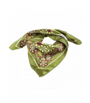 Brim Flower Print Polyester Neck Scarf Neckerchief for Women - Brown-white-yellow-olive Green - C011EVW1S15