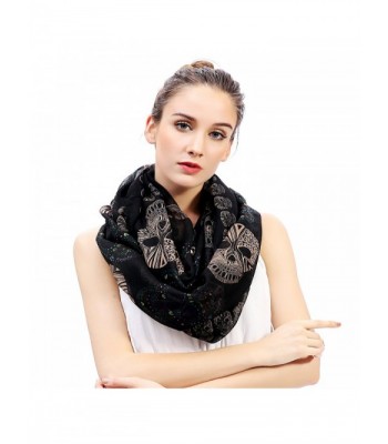 Lina & Lily Sugar Skull Print Women's Infinity Scarf - Black - C211SG2ZWTF