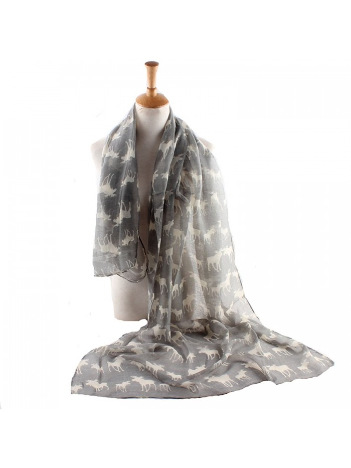 ctshow Milu deer Print Voile Print Scarf Fashionable Women Scarves shawl - Gray - CB183NHCROQ