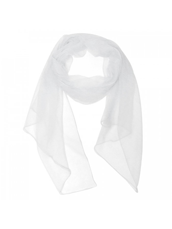 Wrapables Solid Color 100% Silk Long Scarf- White - CX11JSQUTVT