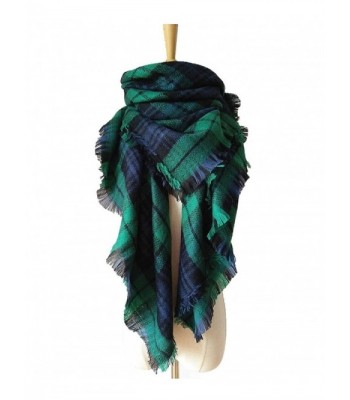 ZOMOY Women's Scarf Scarves Tartan Plaid Blanket Long Shawl Big Grid Winter Warm - Green - C9185K9GN2X